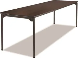 Maxx Legroom Rectangular Folding Table 96W X 30D X 29-1/2H Walnut/Charcoal